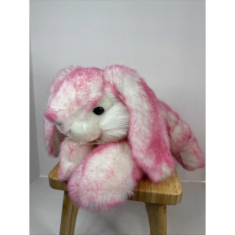 VTG‎ SKM Enterprises Pastel Pink Bunny Rabbit Stuffed Animal Plush 16" Frosted